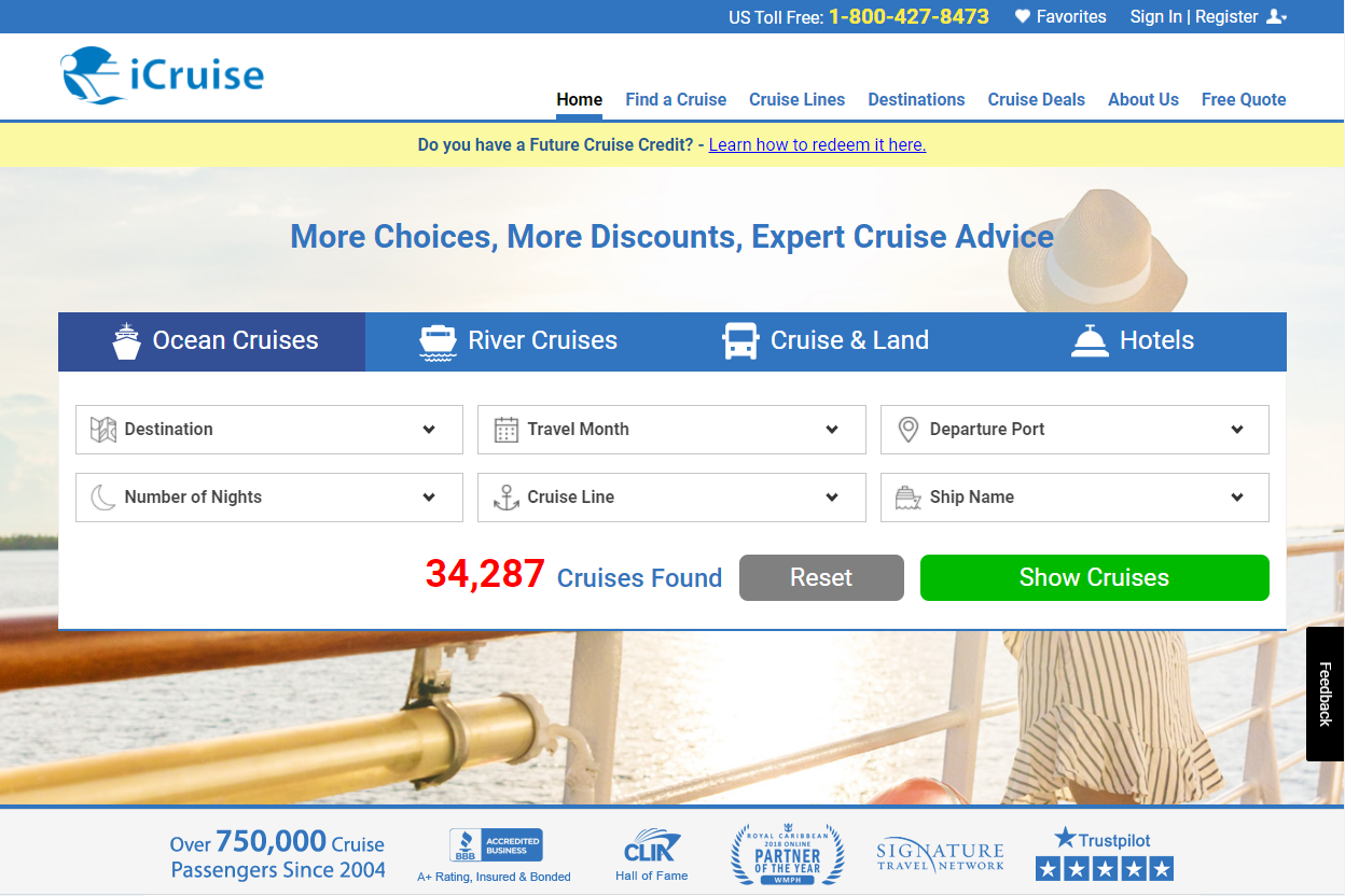iCruise.com deals, destinations